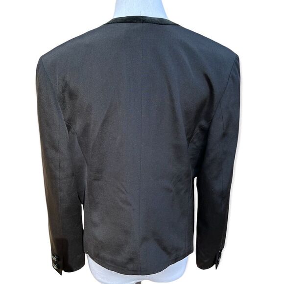 Vintage Louis Feraud Black Velvet Embellished Button Front Jacket 12 - Picture 3 of 9